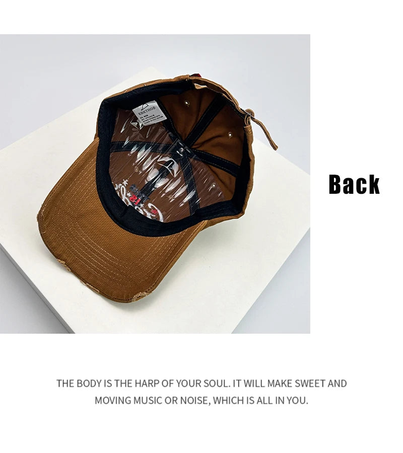 New Unisex Embroidered Letters Baseball Hats American Broken Style Breathable Personal Peaked Caps Versatile Fashion ins Outdoor