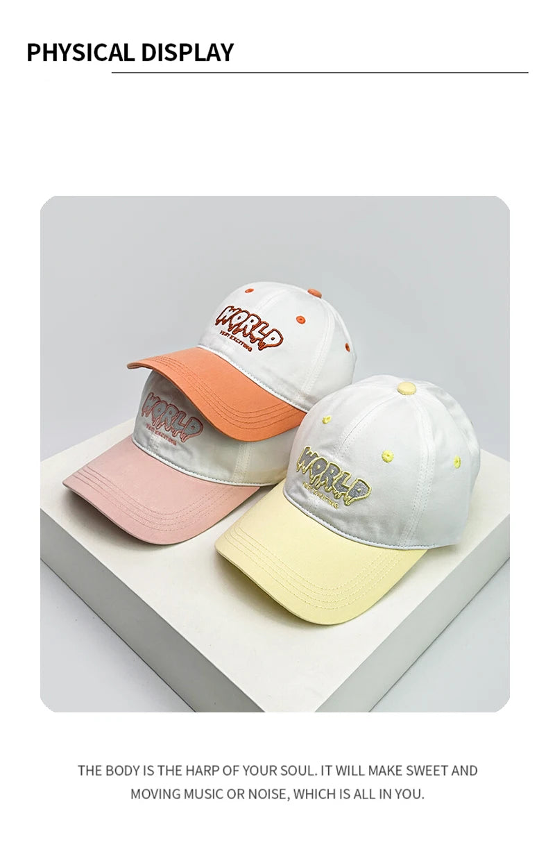 New Unisex Color Block Letter Embroidery Baseball Hats Breathable Casual Sunshade Peaked Caps Versatile Fashion Sense of design