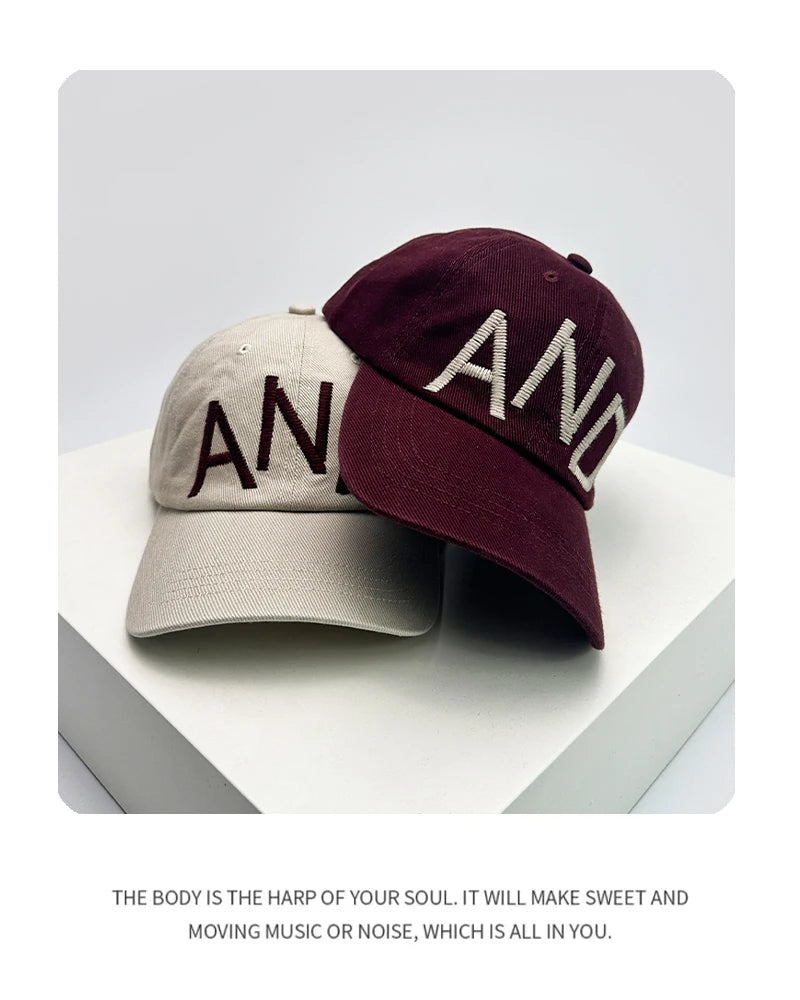 New Unisex Embroidered AND Letters Simple Baseball Hats Breathable High-quality Sunshade Peaked Caps Versatile Fashion Korean