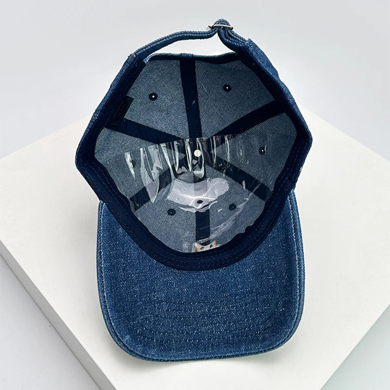 New Men Woman Denim Fun Cartoon Fox Embroidery Baseball Hats Sunshade Breathable Cute Snapback Caps Versatile Fashion Retro ins