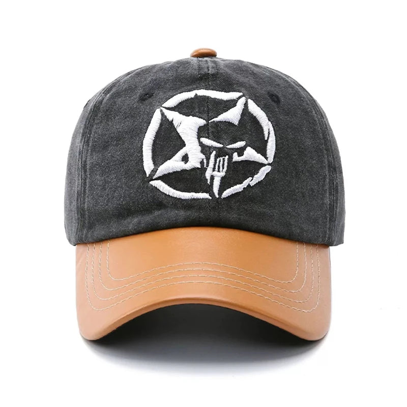 New Unisex Five-pointed Star Skull Embroidery Baseball Hats Retro Breathable Personal Sunshade Peaked Caps Versatile Fashion ins