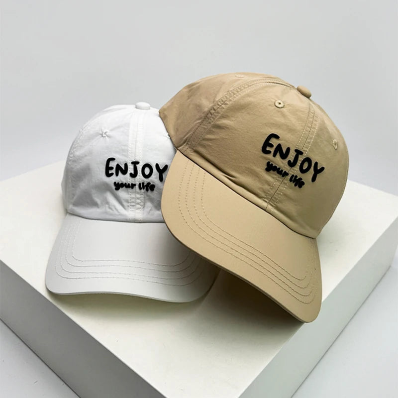 New Unisex Korean Quick Drying Letter Baseball Hats Outdoor Breathable Casual Sunshade Simple Peaked Caps Versatile Fashion ins