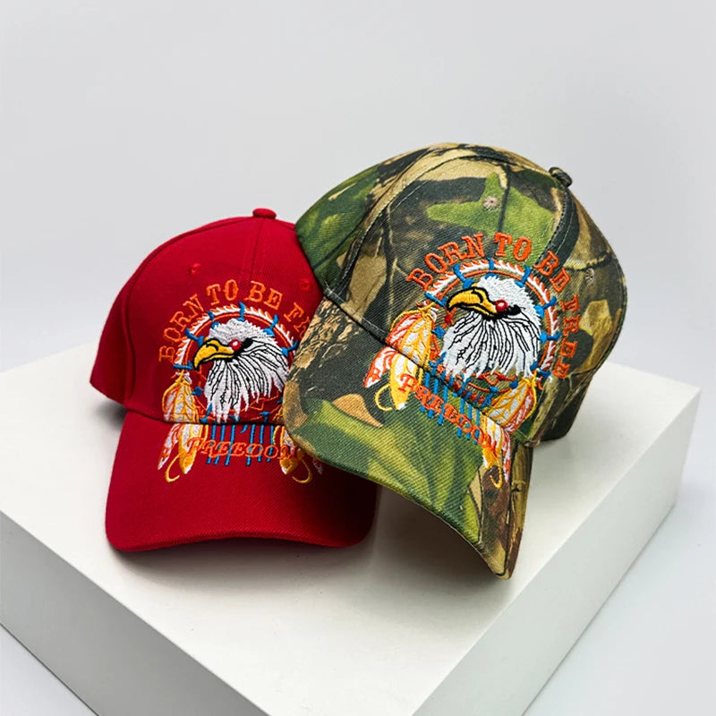 New Unisex Hip Hop Eagle Camouflage Embroidery Baseball Hats Hardtop Breathable Outdoor Sunshade Peaked Caps Versatile Fashion