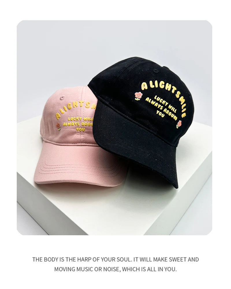 New Men Women Cute Patch Flower Letters Baseball Hats Versatile Breathable Sunshade Student Snapback Caps Fashion Little Fresh