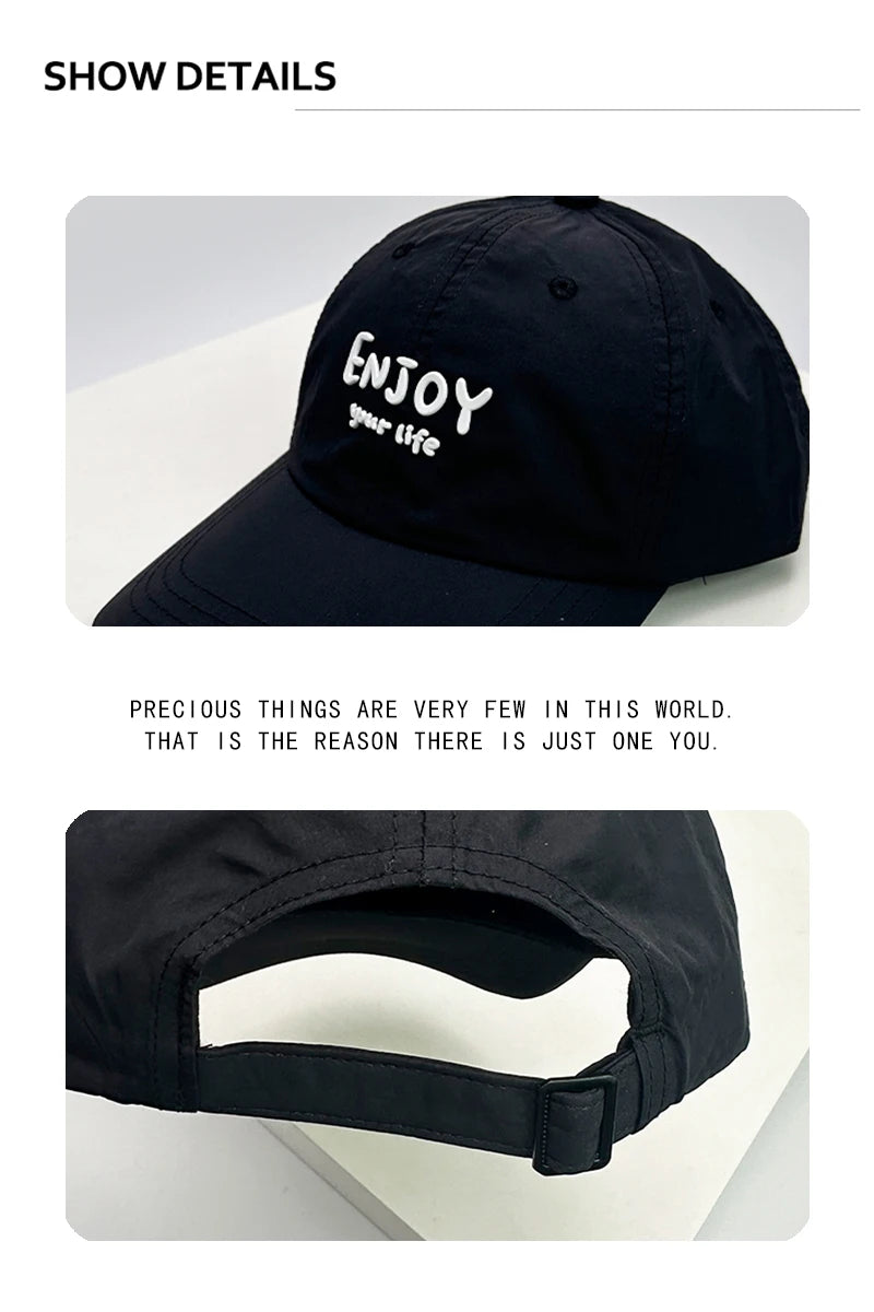 New Unisex Korean Quick Drying Letter Baseball Hats Outdoor Breathable Casual Sunshade Simple Peaked Caps Versatile Fashion ins