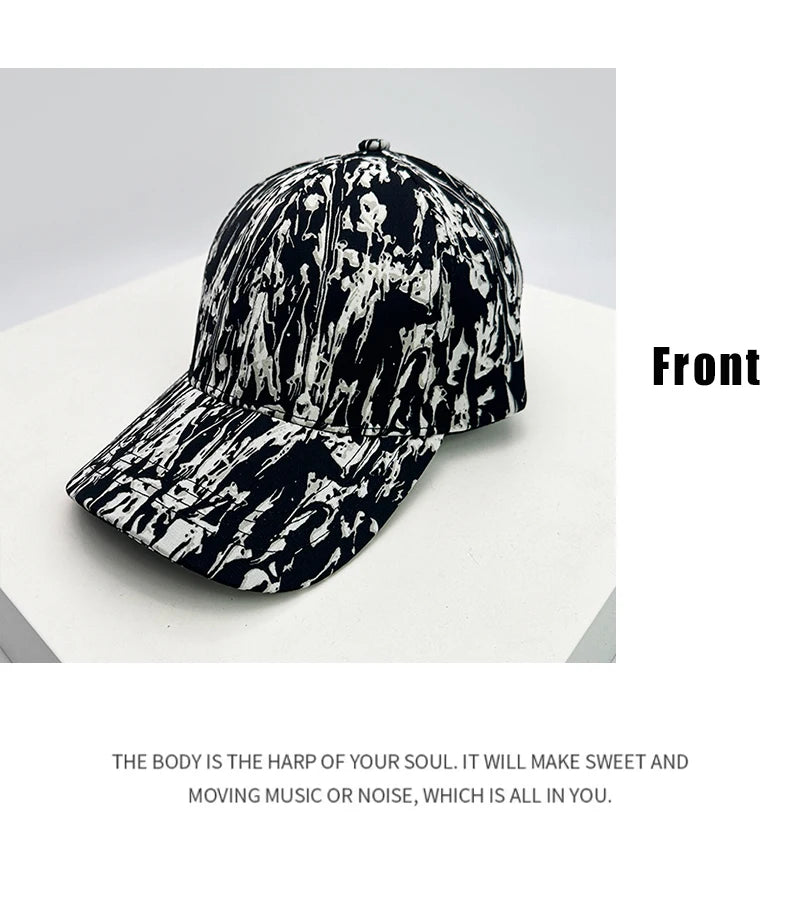 New Unisex Graffiti Check American Style Baseball Hats Personal Breathable Street Sunshade Retro Snapback Caps Versatile Fashion