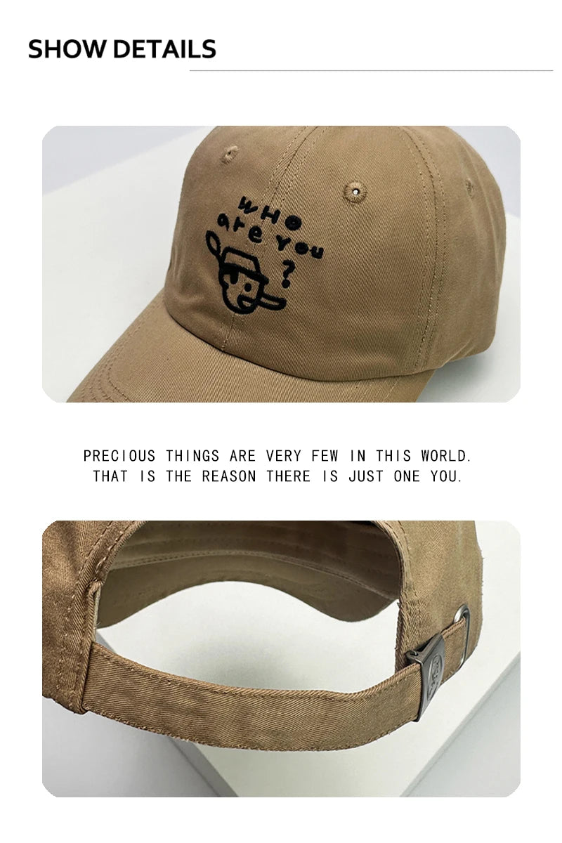 New Men Women Cartoon Embroidered Letters Baseball Hats Breathable Sunshade Simple Versatile Snapback Caps Fashion Japanese