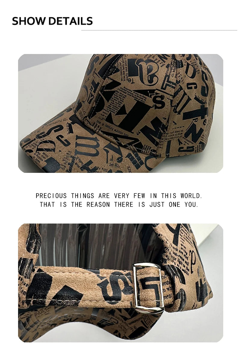 New Kpop Men Women Baseball Hats Graffiti Letter Vegan Leather Cotton Breathable Street Fashion Solar Sport HipHop Caps Sunshade