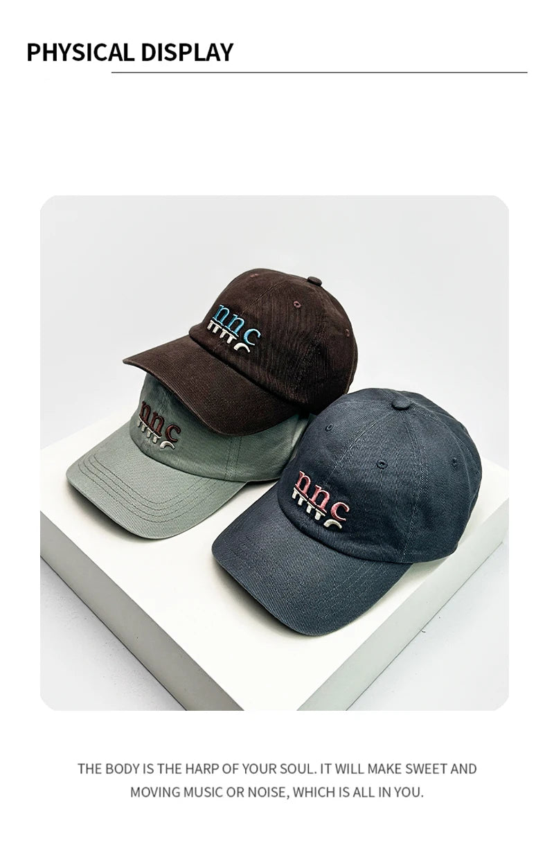 New Unisex Embroidered nnc Letters Baseball Hats Personal Breathable Sunshade Retro Peaked Caps Versatile Outdoor Fashion Sports