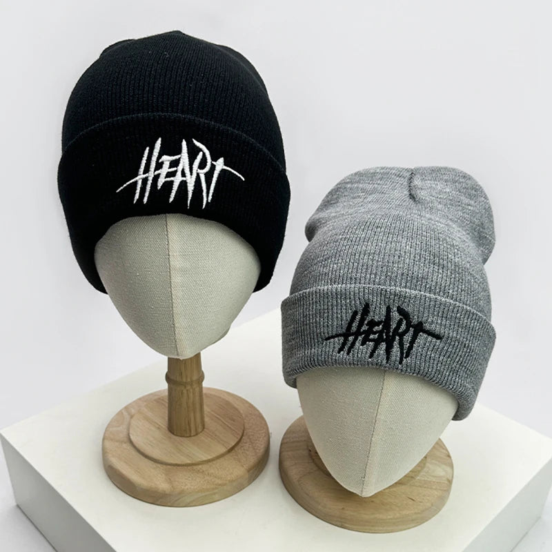 Autumn and Winter New Korean Letter Embroidery Wool Knitted HatsVersatile  Men Women Warm Fashion Soft Street Personal Classical