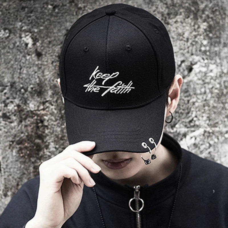 Men Women Iron Rings and Chains Embroidered letters Baseball Hats Breathable Fashion Sunshade Snapback Caps Versatile Hip Hop