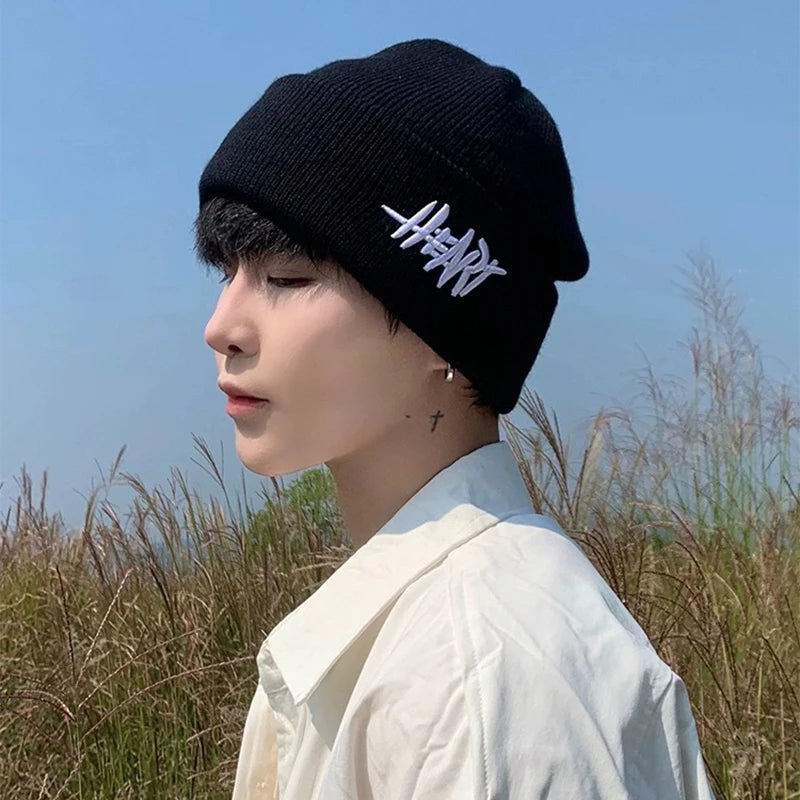 Autumn and Winter New Korean Letter Embroidery Wool Knitted HatsVersatile  Men Women Warm Fashion Soft Street Personal Classical