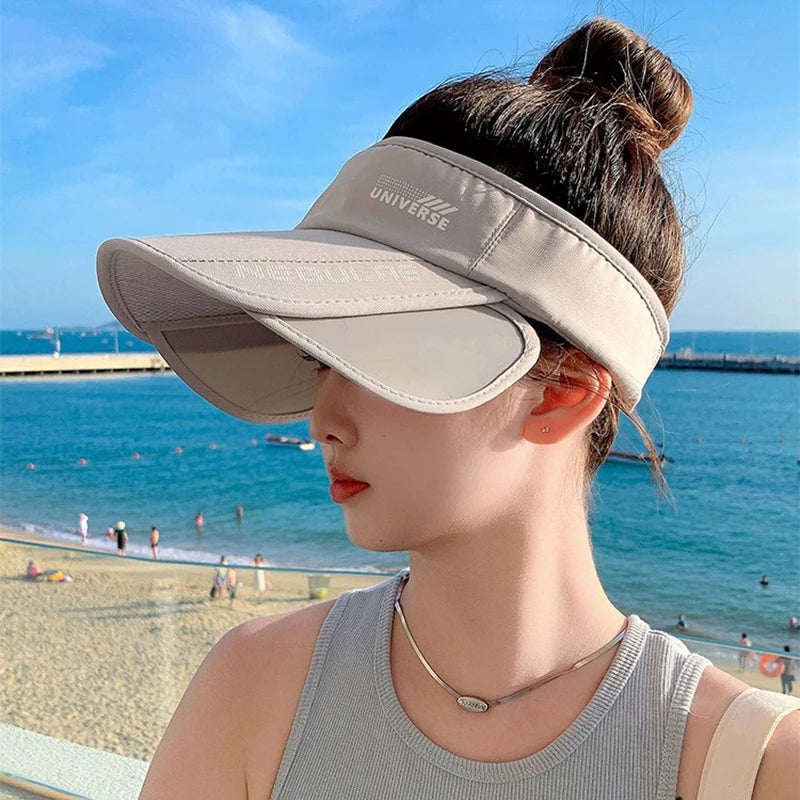 New Unisex Offset Print Letter Quick Drying Sun Hats Scalable Sunshade Travel Breathable Outdoor Top Air Caps Versatile Fashion