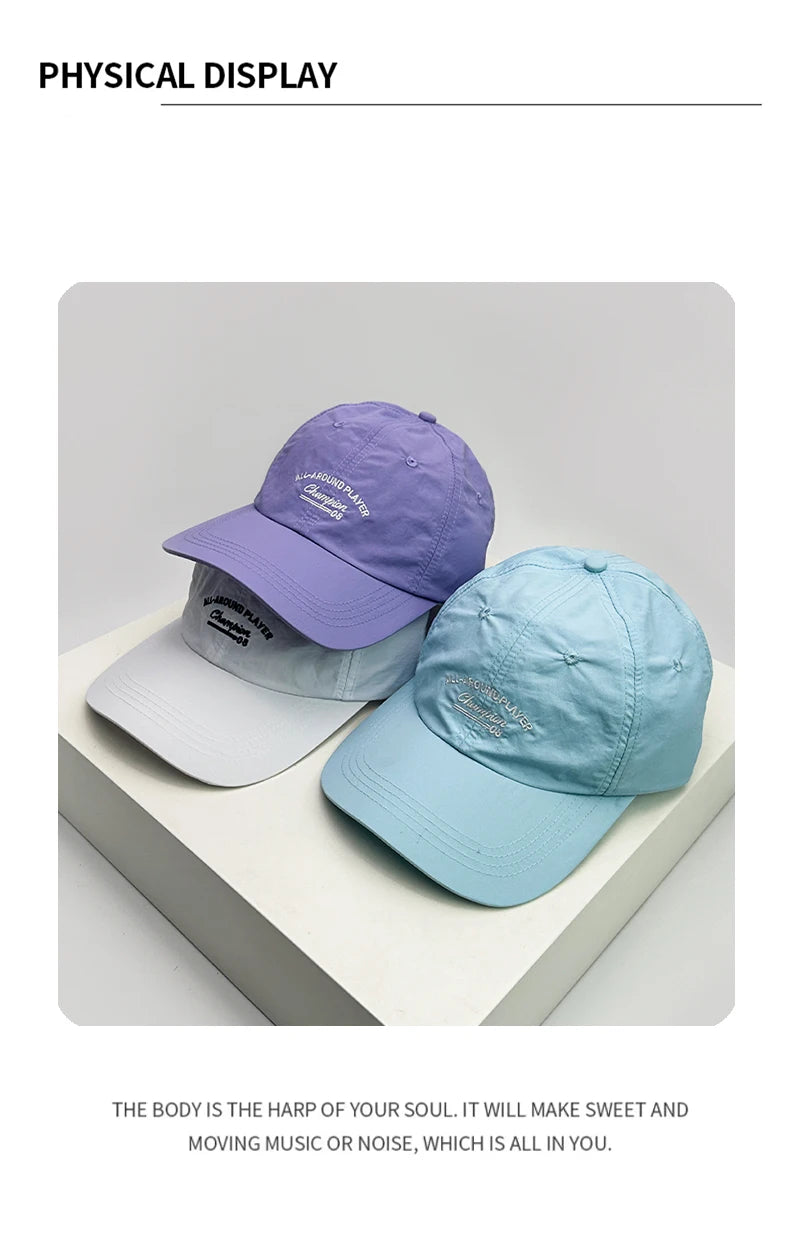 New Unisex Contrasting Colors Quick Drying Letter Embroidery Baseball Hats Outdoor Breathable Sunshade Peaked Caps Versatile ins