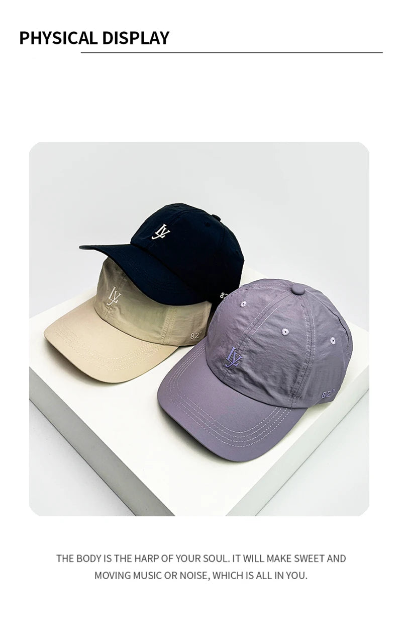 New Unisex Printed Ly Letters Quick Drying Baseball Hats Breathable Outdoor Sunshade Simple Peaked Caps Versatile Fashion Casual