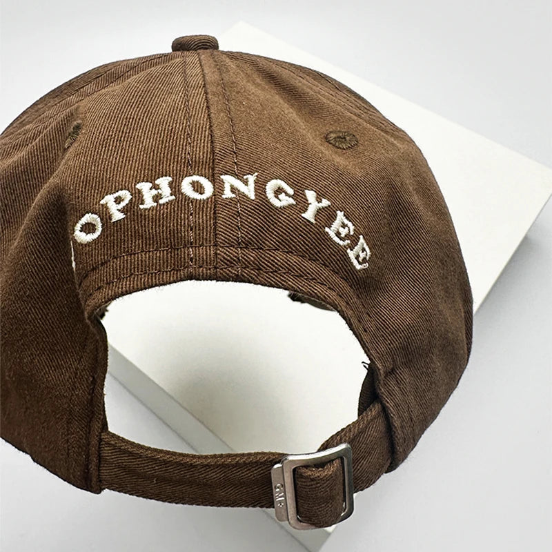 New Unisex Simple Letter Embroidery Baseball Hats Broken Breathable Personal Sunshade Peaked Caps Versatile Fashion Outdoor ins