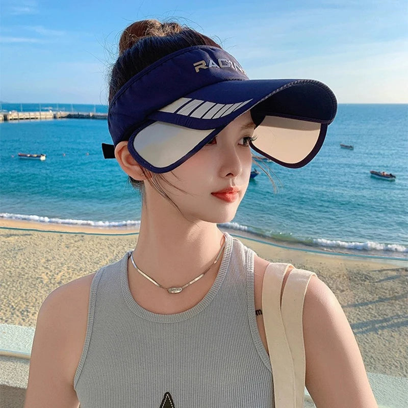 New Unisex Simple Letter Quick Drying Sun Hats Scalable Pull Plate Sunshade Breathable Outdoor Versatile Top Air Caps Fashion