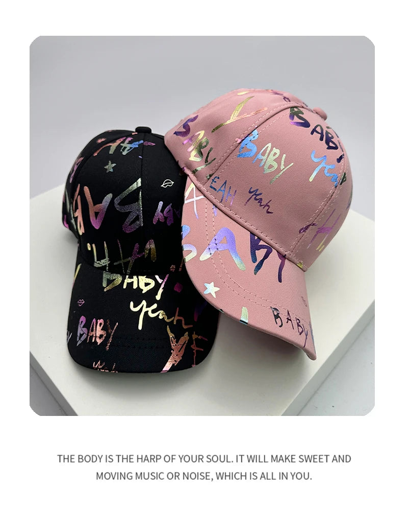 New Versatile Gradient Printed Graffiti Letter Men Women Baseball Hats Cotton Comfortable Casual Hip Hop Caps Fashion Sunshade