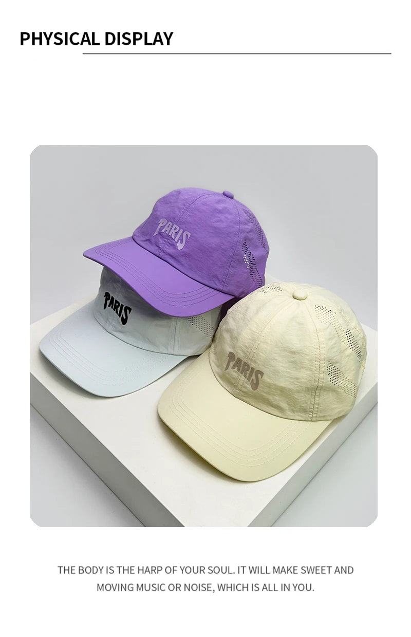 New Men Woman Quick Drying Printed Letter Baseball Hats Simple Breathable Sunshade Outdoor Snapback Caps Mesh Versatile Fashion