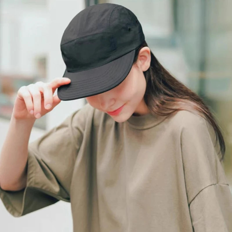 New Unisex Flat Eaves Quick Drying Solid Baseball Hats Breathable Simple Sunshade Outdoor Peaked Caps Versatile Fashion Retro