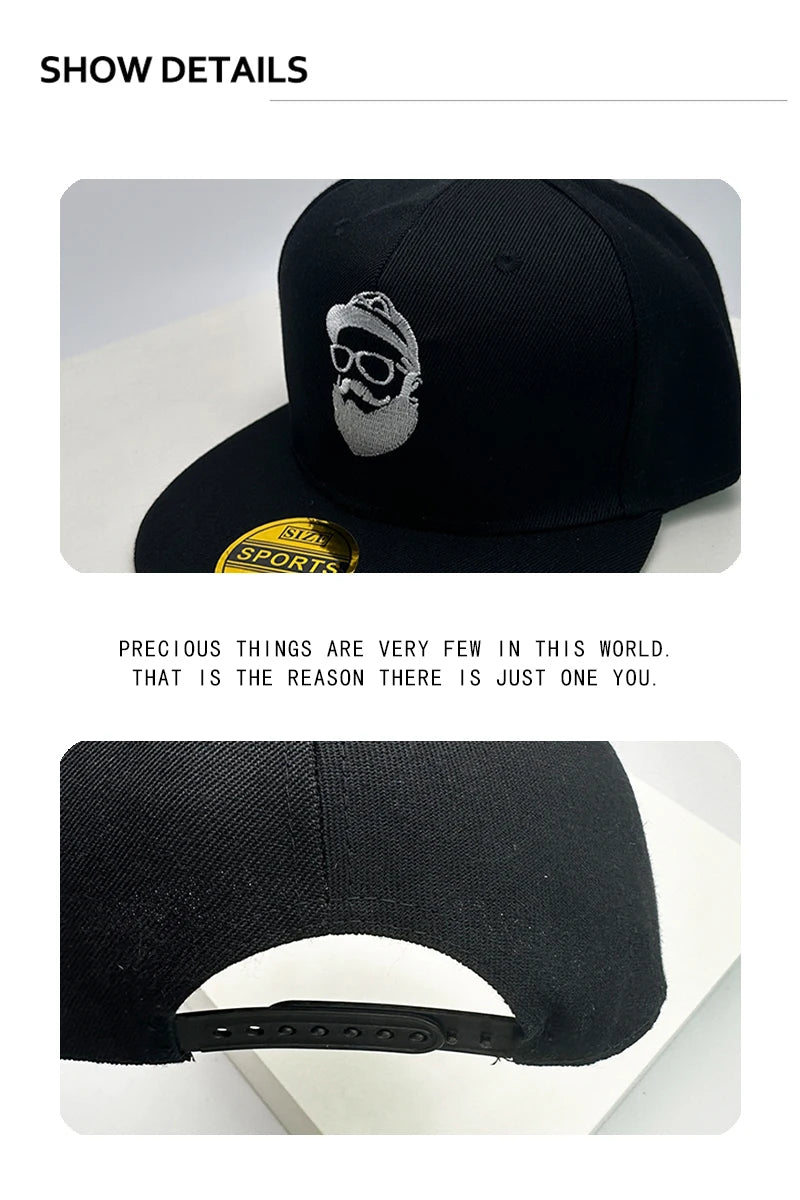 New Unisex Uncle Beard Embroidery Baseball Hats Hip Hop Breathable Flat Eave Sunshade Peaked Caps Versatile ins Fashion Casual