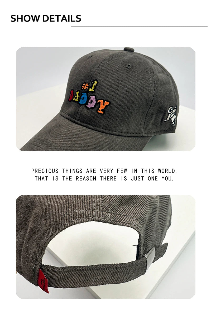 New Unisex Sanding Embroidered Colored Letters Baseball Hats Breathable Casual Sunshade Peaked Caps Versatile Fashion Outdoor