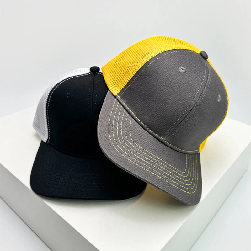 New Men Women Outdoor Color Block Baseball Hats Sunshade Retro Breathable Mesh Casual Truck Caps Versatile Fashion Simple Solid