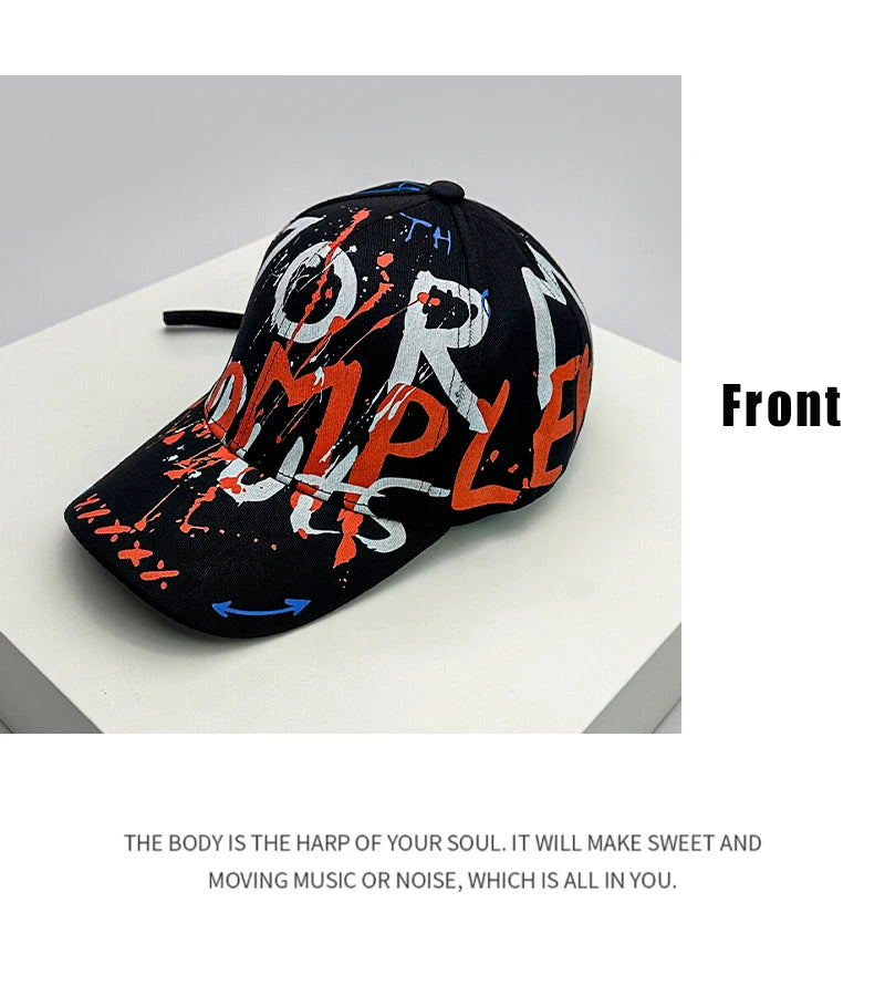 New Men Women Streetwear Kpop Baseball Hats Cotton Breathable Sport Hip Hop Caps Unisex Graffiti Fashion Sunshade Four Seasons