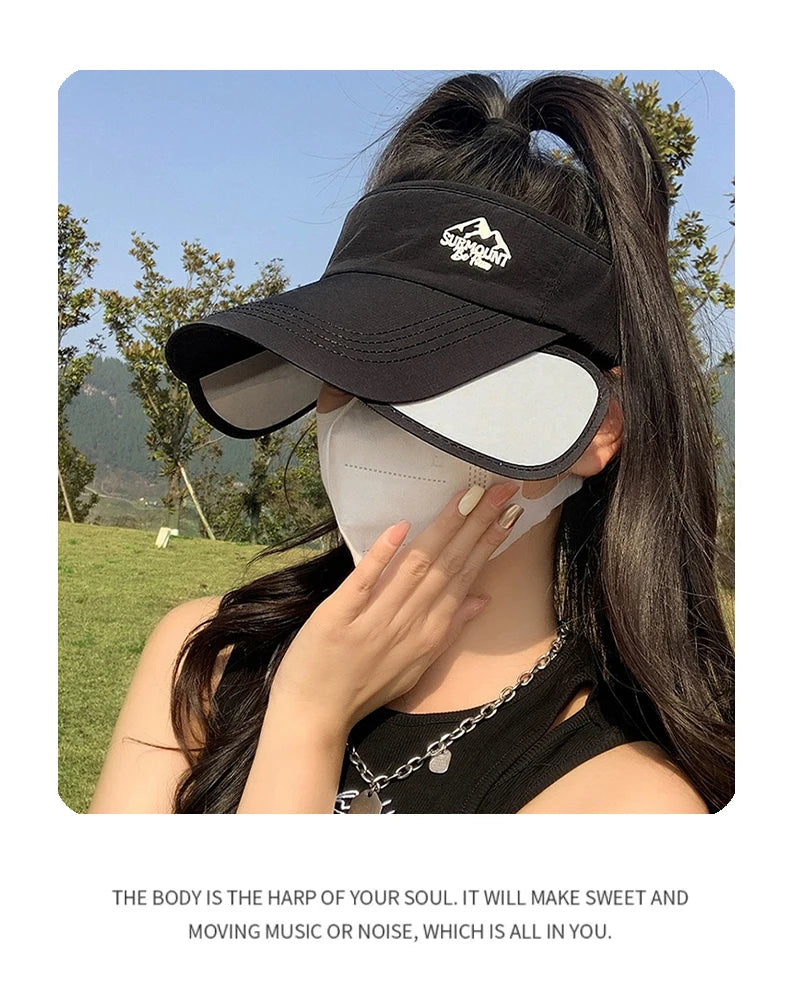 New Unisex Mountain Letter Sun Hats Sunshade Outdoor Breathable Scalable Pull Plate Versatile Sports Top Air Caps Fashion Casual