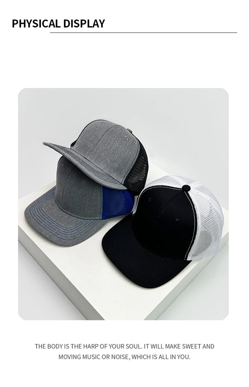 New Men Women Outdoor Color Block Baseball Hats Sunshade Retro Breathable Mesh Casual Truck Caps Versatile Fashion Simple Solid