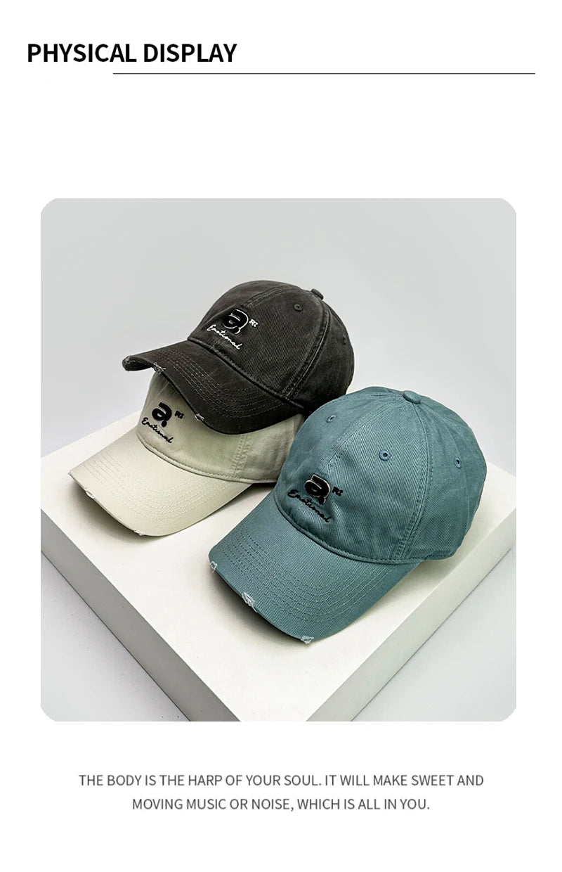 New Unisex Broken Style Street Embroidered a Letters Baseball Hats Breathable Casual Sunshade Peaked Caps Versatile Fashion ins