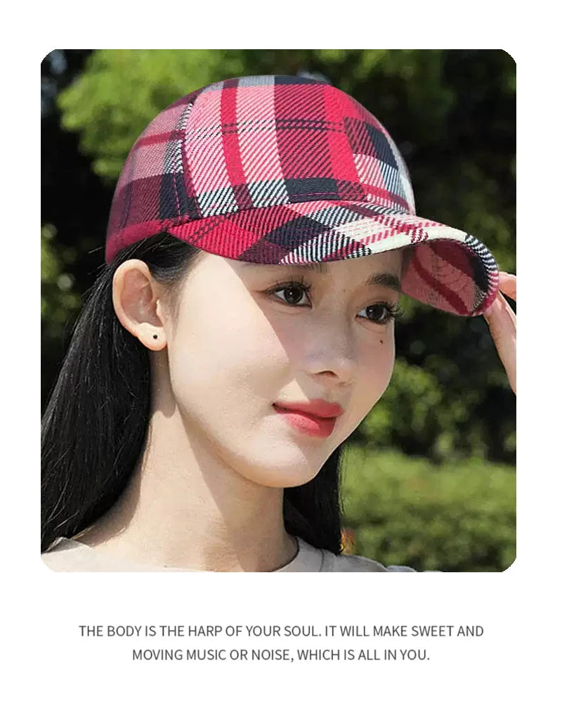 New Unisex Check Stripe Retro Baseball Hats Outdoor Sunshade Casual Breathable Classical Peaked Caps Versatile Fashion Trend ins