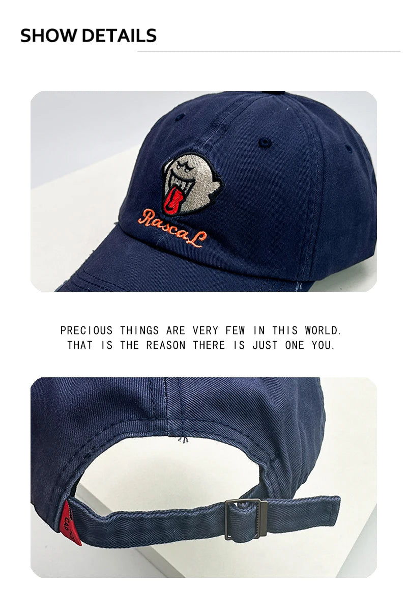 New Unisex Funny Embroidery Cartoon Baseball Hats Breathable Personal Sunshade Halloween Peaked Caps Versatile Fashion Broken