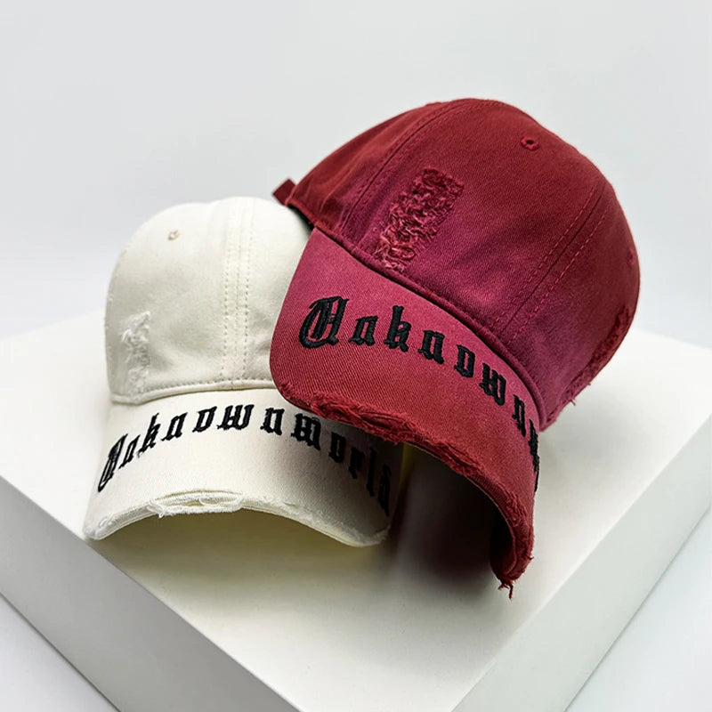 New Men Women Gradient Sanskrit Embroidery Baseball Hats Sunshade Broken Style Breathable Snapback Caps Versatile Fashion Retro