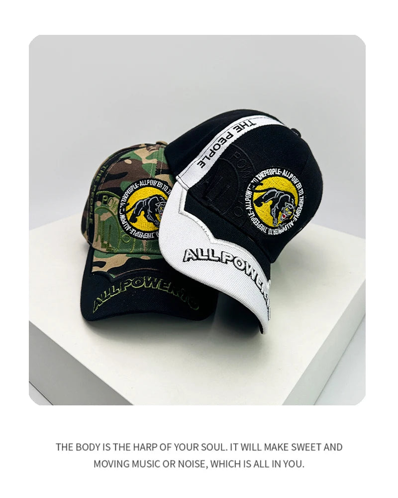 New Unisex Hip Hop Panther Embroidery Baseball Hats Casual Breathable Personal Sunshade Hardtop Peaked Caps Versatile Fashion