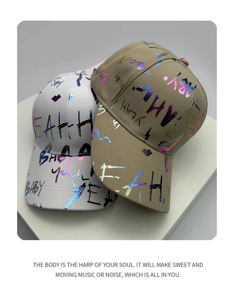 New Versatile Gradient Printed Graffiti Letter Men Women Baseball Hats Cotton Comfortable Casual Hip Hop Caps Fashion Sunshade