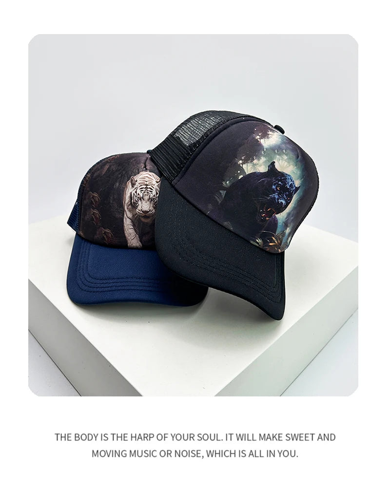 New Unisex Printed Animals Baseball Hats Breathable Mesh Sunshade Hip Hop Trucker Caps Versatile Personal Fashion Casual Sports