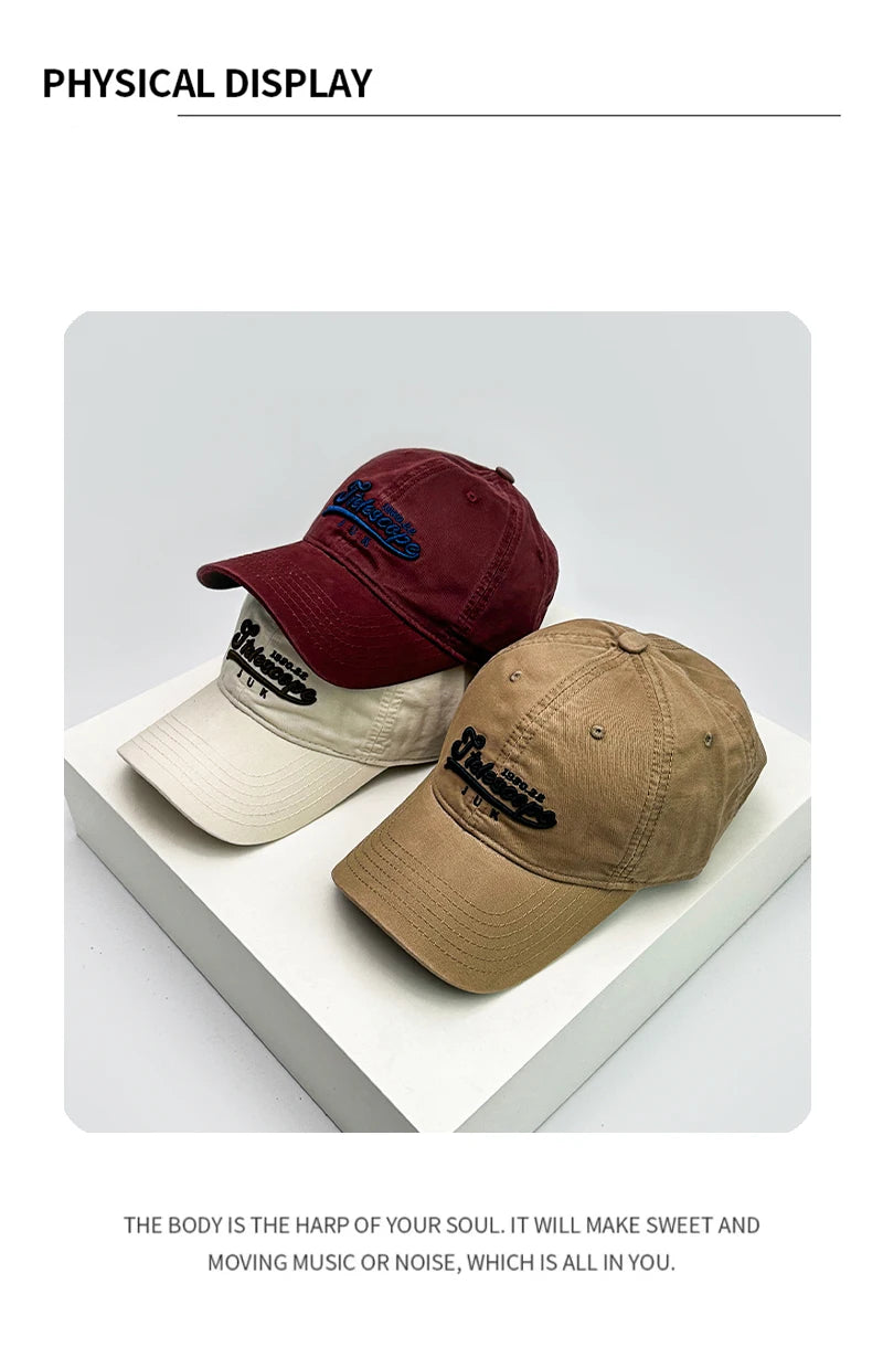 New Unisex Street Letter Embroidery Baseball Hats Couple Breathable Casual Sunshade Peaked Caps Versatile Fashion Korean Soft