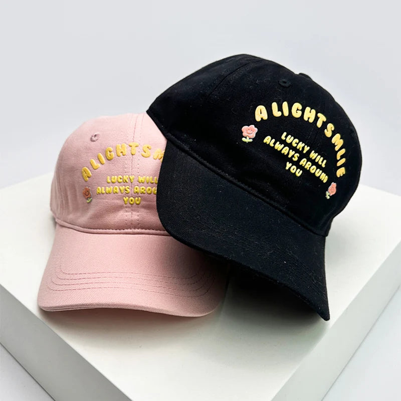 New Men Women Cute Patch Flower Letters Baseball Hats Versatile Breathable Sunshade Student Snapback Caps Fashion Little Fresh