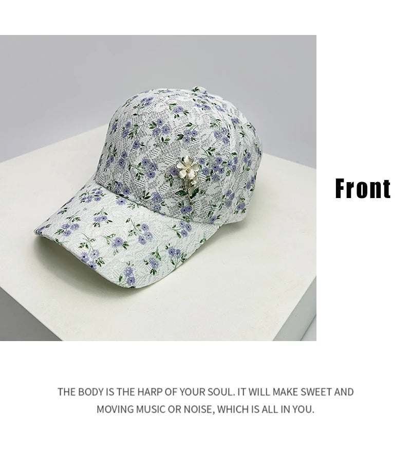 New Women Floral Hollow Out Baseball Hats lace Breathable Applique Sunshade Casual Peaked Cap Versatile Fashion Mesh Comfortable