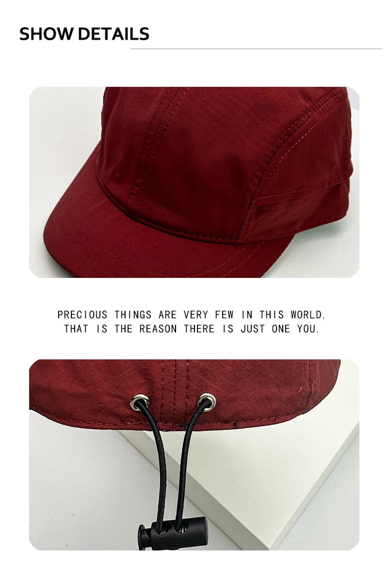 New Men Women Drawstring Short Eaves Solid Baseball Hats Breathable Sunshade Fashion Snapback Caps Versatile Simple Quick Drying