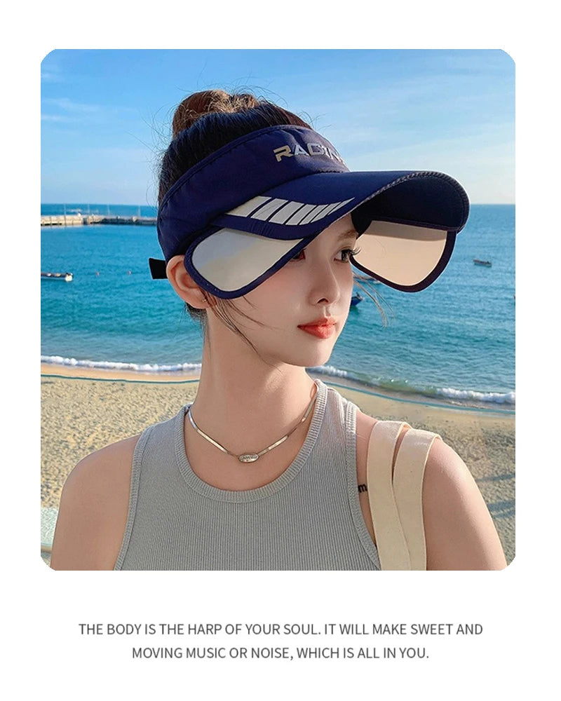 New Unisex Simple Letter Quick Drying Sun Hats Scalable Pull Plate Sunshade Breathable Outdoor Versatile Top Air Caps Fashion