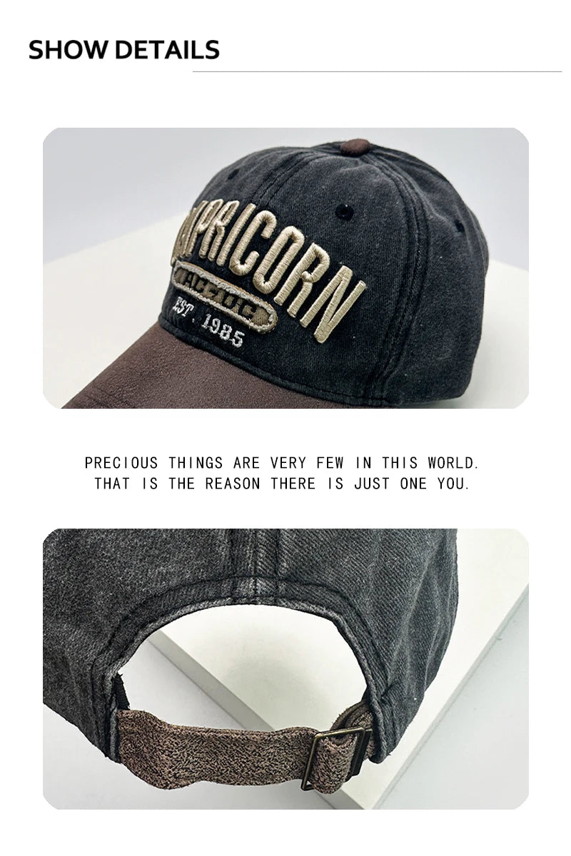 New Unisex American Vintage Letter Embroidery Baseball Hats Distress Breathable Personal Sunshade Peaked Caps Versatile Fashion