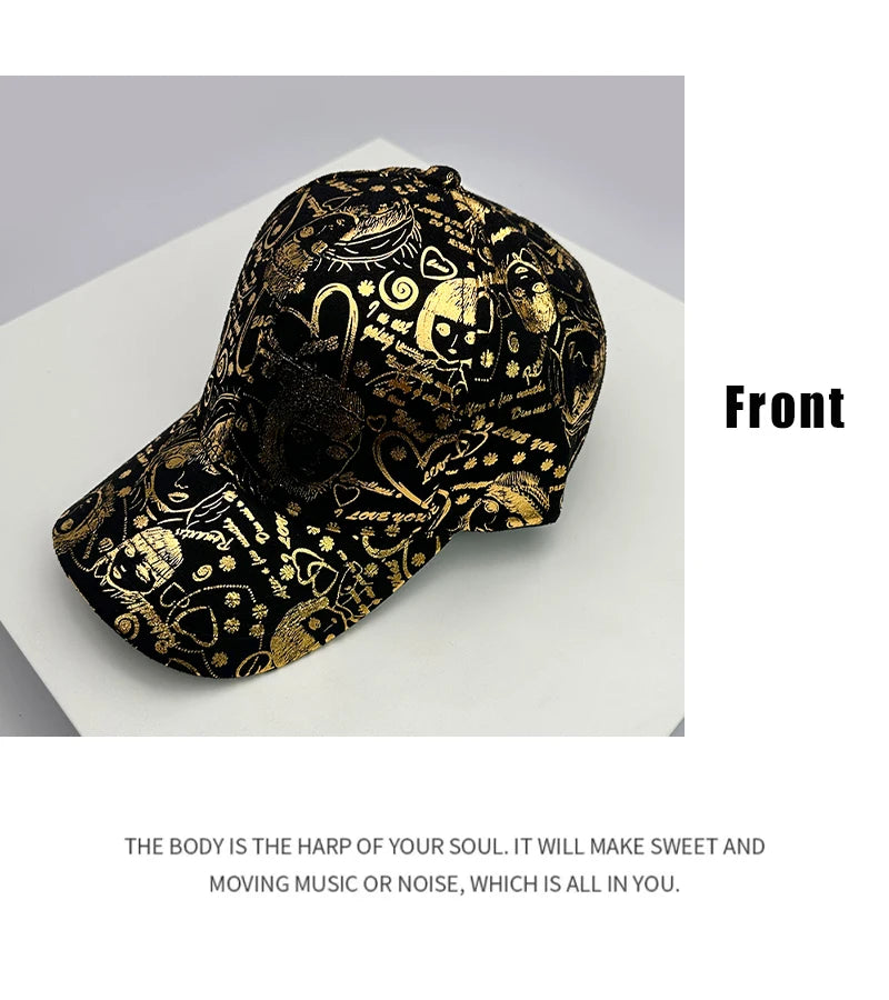 New Trend Reflective Korean Fashion Men Women Baseball Hats VELOUR LEATHER Comfortable Versatile Unisex Printing Outdoor Outings