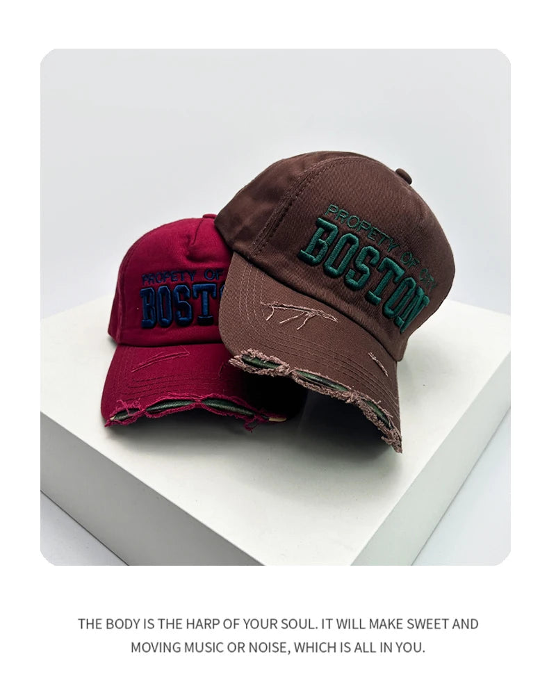 New Unisex Letter embroidery Broken Style Baseball Hats Breathable Personal Sunshade Peaked Caps Versatile Fashion Street Retro