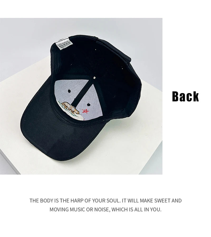 New Unisex Bear Wolf Letter Embroidery Baseball Hats Breathable Hardtop Sunshade Personal Peaked Caps Versatile Fashion Outdoor