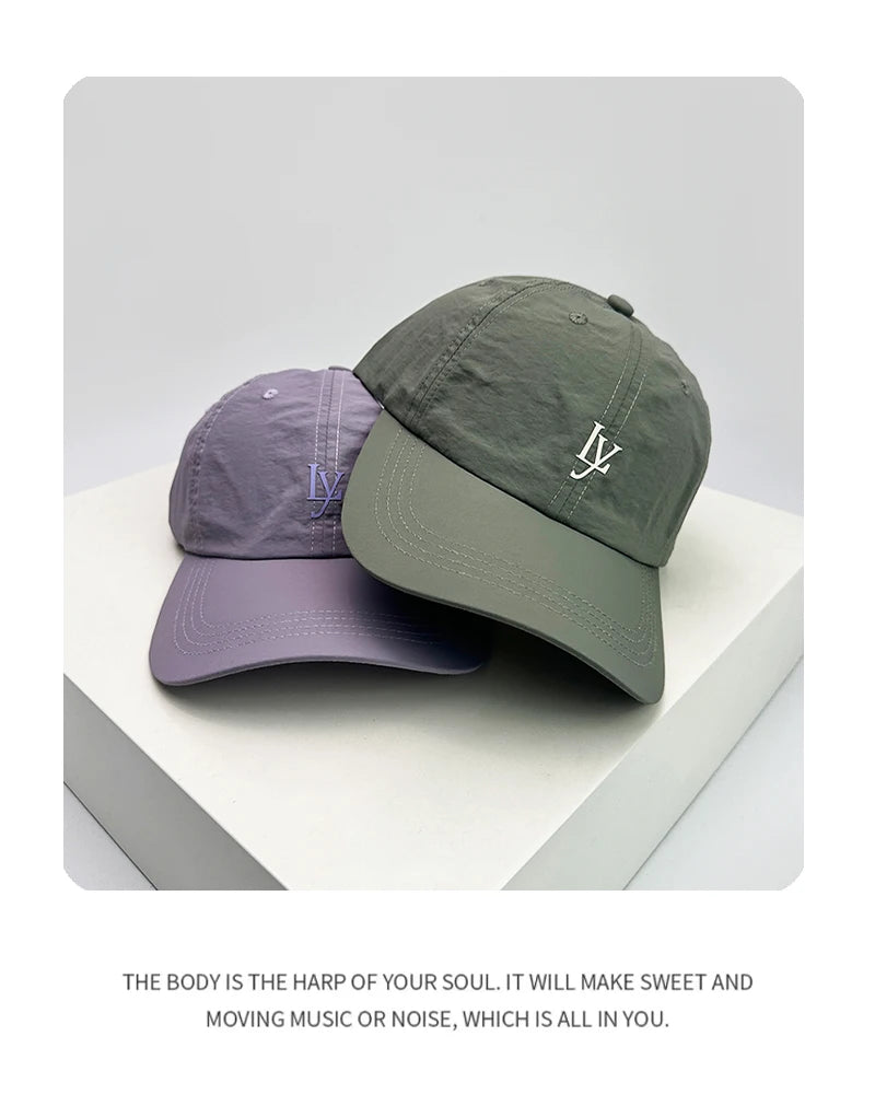 New Unisex Printed Ly Letters Quick Drying Baseball Hats Breathable Outdoor Sunshade Simple Peaked Caps Versatile Fashion Casual