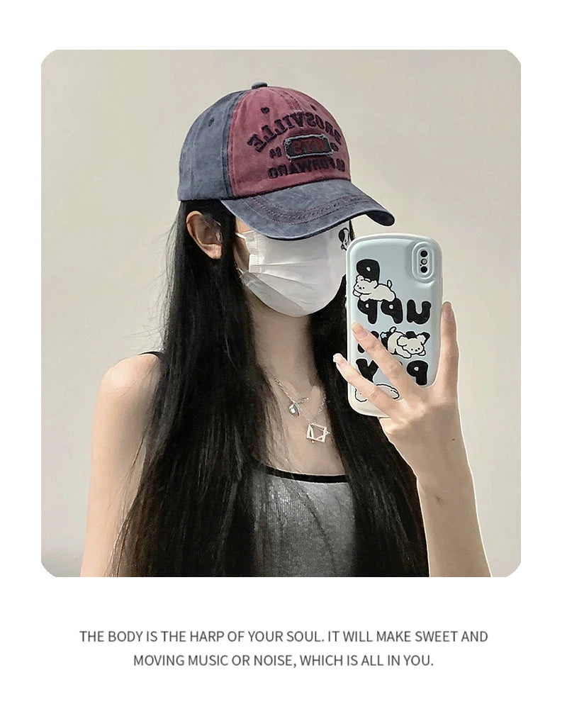 New Unisex Letter PATCH Embroidery Distress Baseball Hats Breathable Personal Sunshade Peaked Caps Versatile Fashion Retro ins