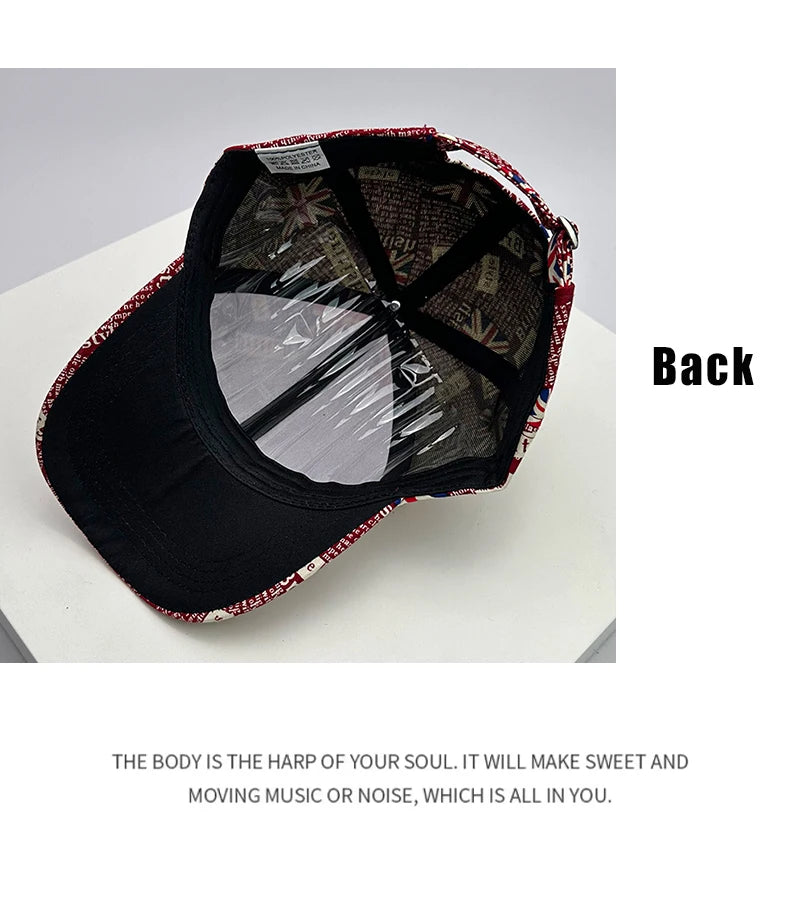 New Classic UK Flag Versatile Men Women Baseball Hats Cotton Graffiti Letter Breathable Colored Pattern Fashion Sport Casual