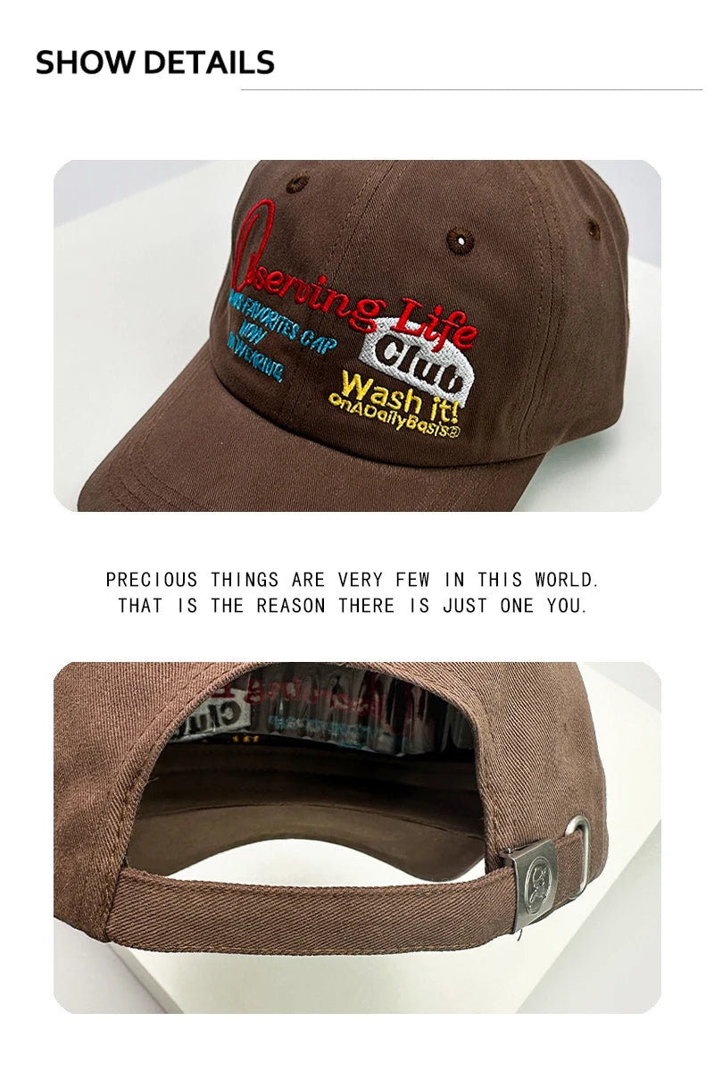 New Men Women Retro Colored Letters Embroidery Baseball Hats Sunshade Versatile Korean Breathable Snapback Caps Fashion Couple